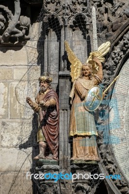 Astronomical Clock At The Old Town City Hall In Prague Stock Photo