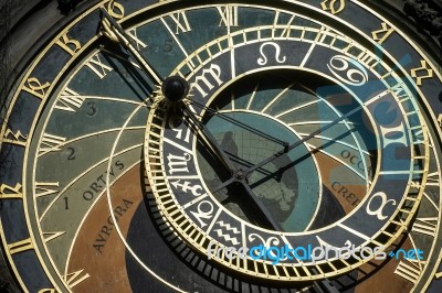 Astronomical Clock At The Old Town City Hall In Prague Stock Photo