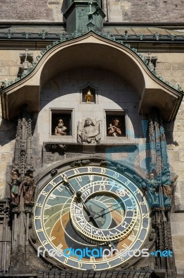 Astronomical Clock At The Old Town City Hall In Prague Stock Photo