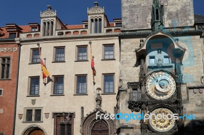 Astronomical Clock At The Old Town City Hall In Prague Stock Photo