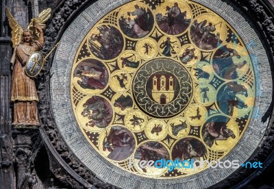 Astronomical Clock At The Old Town City Hall In Prague Stock Photo