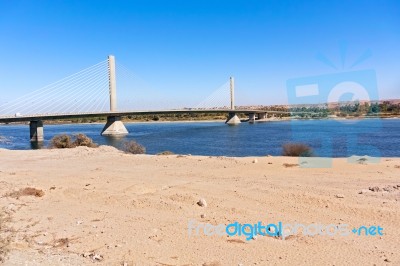 Aswan Bridge On Nile River Stock Photo