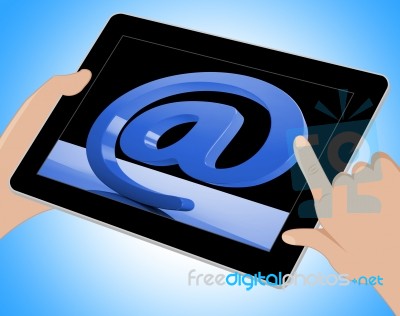 At Sign Mean Email Correspondence On Web Tablet Stock Image