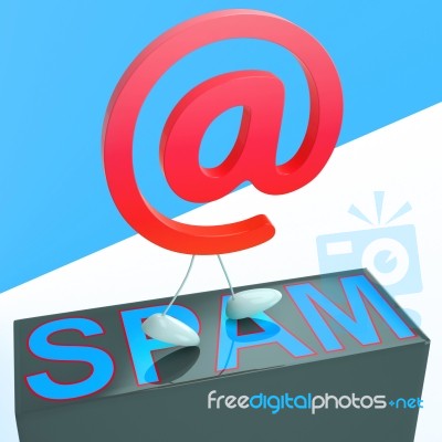 At Sign Spam Shows Malicious Spamming Stock Image