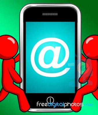 At Symbol On Phone Displays At-sign Email Stock Image