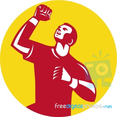 Athlete Fist Pump Circle Retro Stock Image