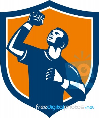 Athlete Fist Pump Crest Retro Stock Image