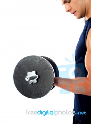 Athlete With Dumbbells Stock Photo