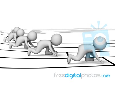 Athletics Running Represents Race Jog And Racing 3d Rendering Stock Image