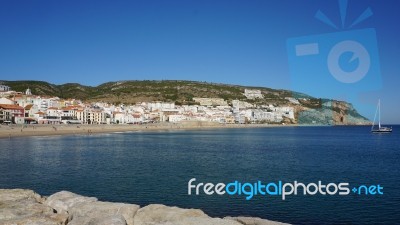 Atlantic Coast In Sesimbra , Portugal Stock Photo