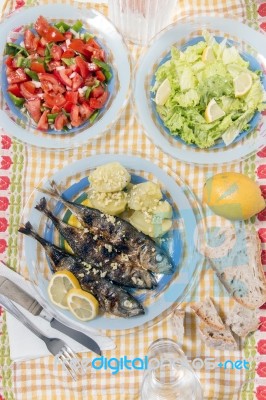 Atlantic Horse Mackerel Meal Stock Photo