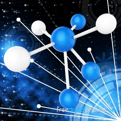 Atom Molecule Indicates Research Chemical And Chemistry Stock Image