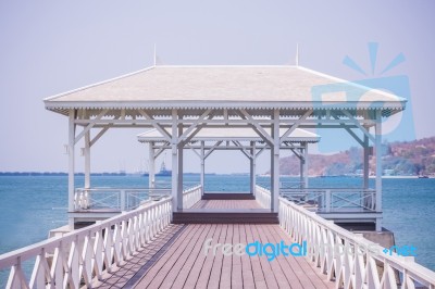 Atsadang Wooden Bridge Stock Photo