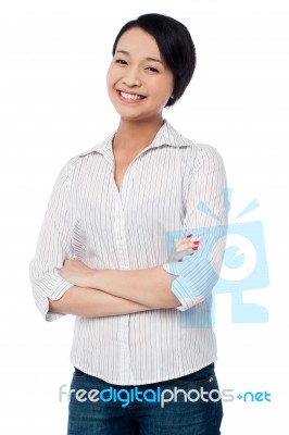 Attractive Chinese Girl Posing Confidently Stock Photo