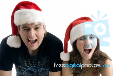 Attractive Couple Winking Eyes Stock Photo