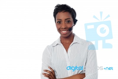 Attractive Female Call Centre Executive Stock Photo