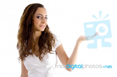 Attractive Female Showing Palm Stock Photo