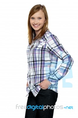 Attractive Girl Passing Smile To You Stock Photo