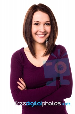 Attractive Girl Posing Confidently Stock Photo