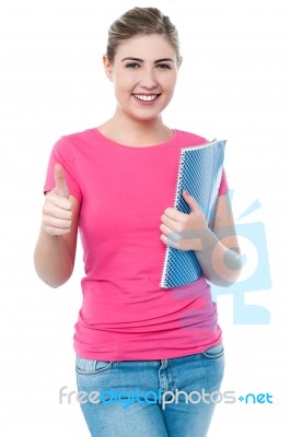 Attractive Girl Showing Thumbs Up Stock Photo