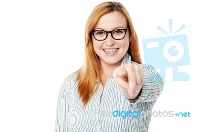 Attractive Lady Pointing You Out Stock Photo