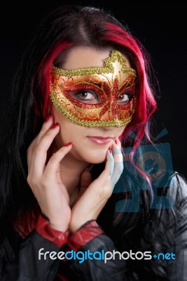 Attractive Mysterious Lady In A Mask Stock Photo