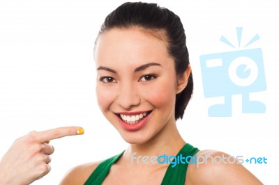 Attractive Young Girl Pointing At Herself Stock Photo