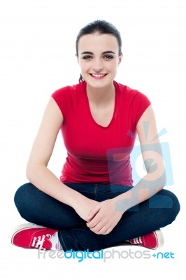 Attractive Young Smiling Girl Looking At You Stock Photo