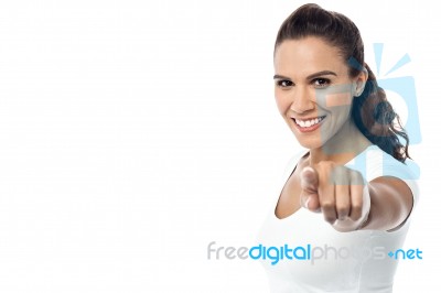 Attractive Young Woman Pointing You Out Stock Photo