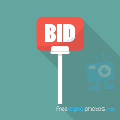 Auction Paddle In Flat Style Stock Image