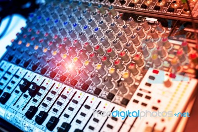 Audio Mixing Table Stock Photo