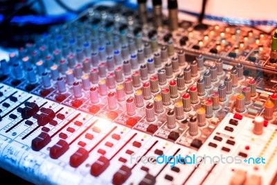 Audio Mixing Table Stock Photo