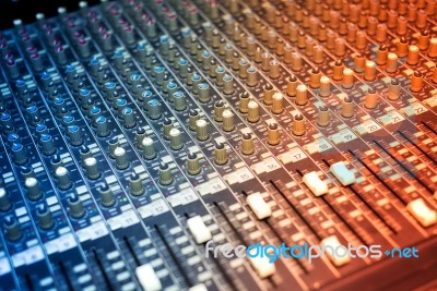 Audio Mixing Table Stock Photo