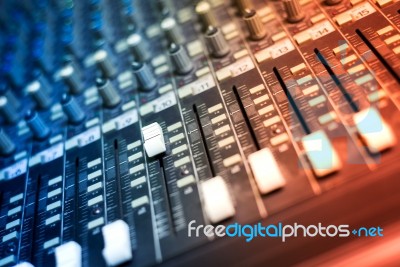 Audio Mixing Table Stock Photo