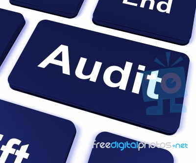 Audit Key Shows Auditor Validation Or Inspection Stock Image