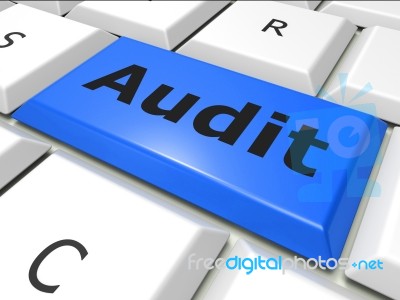 Audit Online Indicates World Wide Web And Analysis Stock Image