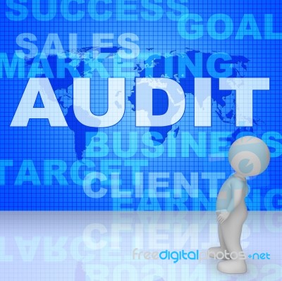 Audit Words Represents Finances Validation 3d Rendering Stock Image