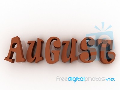 August Sign With Colour. 3d Paper Illustration Stock Image