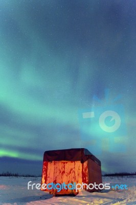 Aurora Above Container Stock Photo