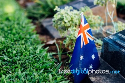 Australia Flag On Tombstone Stock Photo