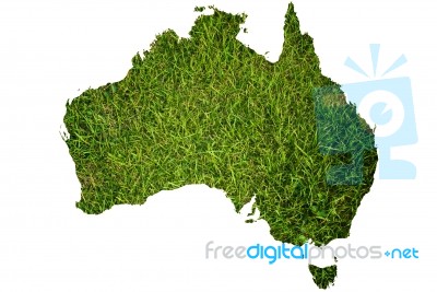 Australia Map Background With Grass Stock Photo