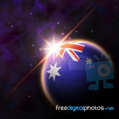 Australia Soccer Ball Isolated Dark Background Stock Image