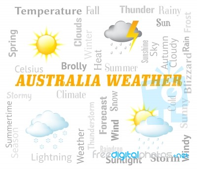 Australia Weather Indicates Meteorological Conditions And Forecast Stock Image