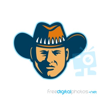 Australian Stockman Head Mascot Stock Image