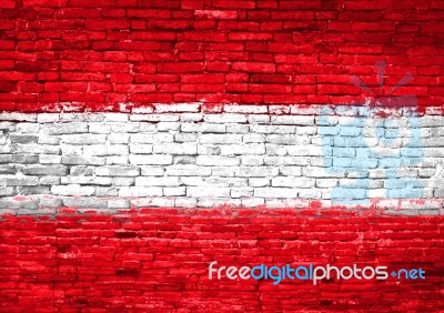 Austria Flag Painted On Wall Stock Photo