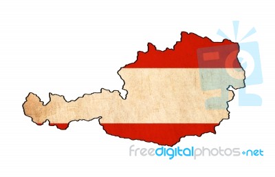 Austria Map On Austria Flag Drawing ,grunge And Retro Flag Serie… Stock Image