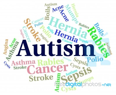 Autism Word Means Ill Health And Ailment Stock Image