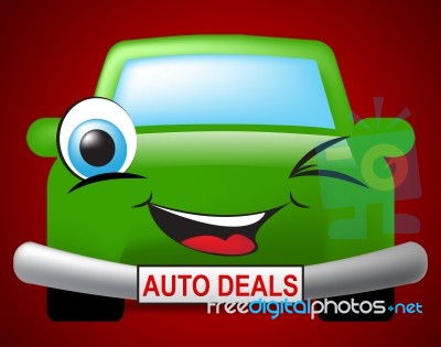 Auto Deals Indicates Bargain Car 3d Illustration Stock Image