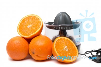 Automatic Orange Juicer Machine Stock Photo