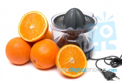 Automatic Orange Juicer Machine Stock Photo